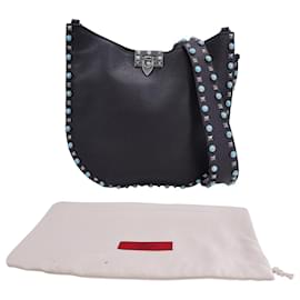 Valentino Garavani-Valentino Garavani Rockstud Small Flip-Lock Bag in Black Calfskin Leather-Black
