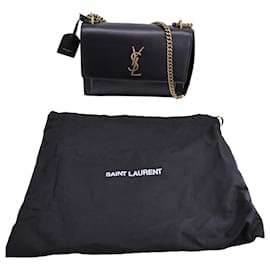 Saint Laurent-Saint Laurent Sunset Medium Shoulder Bag in Black calf leather Leather-Black