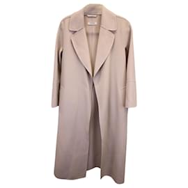 Max Mara-'S Max Mara Abrigo con cinturón en lana virgen beige-Castaño,Beige