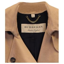 Burberry-Burberry Double-Breasted Trench Coat in Beige Cupro-Brown,Beige