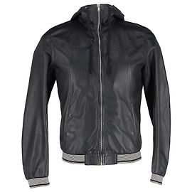 Giacca con cappuccio Dolce & Gabbana in pelle nera Nero