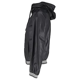 Dolce & Gabbana-Dolce & Gabbana Hooded Jacket in Black Leather-Black
