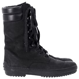 Tod's Bottines de combat à lacets Tods' en daim noir Noir