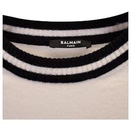 Balmain-Balmain Logo Cropped Sweatshirt aus weißer Wolle-Weiß