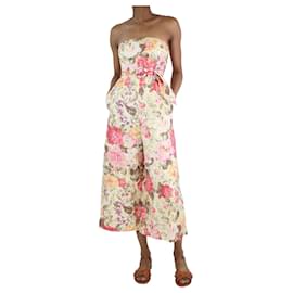 Zimmermann-Yellow strapless floral jumpsuit - size UK 8-Yellow
