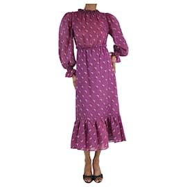 Sea New York-Purple printed midi dress - size UK 4-Purple