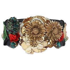 Dolce & Gabbana Tiara enfeitada com flores pretas Preto