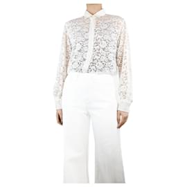 Dolce & Gabbana-Camisa blanca de encaje floral - talla UK 12-Blanco