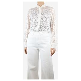 Dolce & Gabbana-Camisa blanca de encaje floral - talla UK 12-Blanco