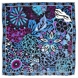 Emilio Pucci-Blue and purple silk floral scarf-Blue