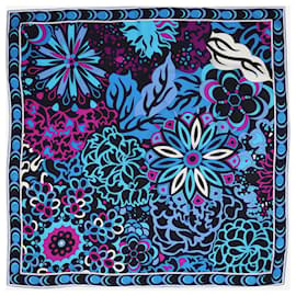Emilio Pucci-Blue and purple silk floral scarf-Blue