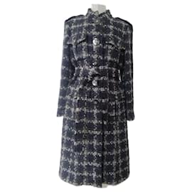 Chanel-Casaco de Tweed com Cinto Cosmopolita Paris 11K$-Azul marinho