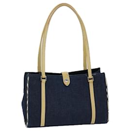 Burberry-BURBERRY Blue Label Hand Bag Canvas Navy Auth ep3769-Navy blue
