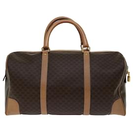 Céline-CELINE Macadam Canvas Boston Bolsa PVC Marrom Auth ki4263-Marrom