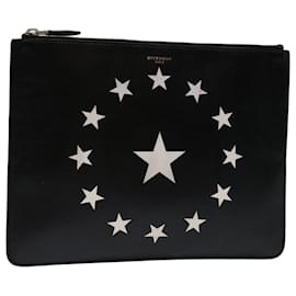 Givenchy-GIVENCHY Clutch Bag Leather Black Auth bs12859-Black