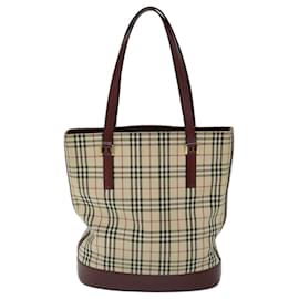 Burberry-BURBERRY Nova Check Tote Bag Canvas Bege Auth ep3741-Bege