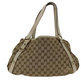 Gucci-GUCCI GG Canvas Hand Bag Beige 130736 Auth bs12737-Beige