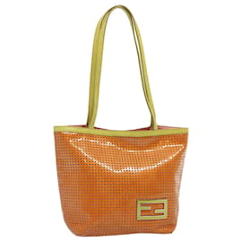 Fendi-FENDI Handtasche Emaille Orange Auth 69455-Orange