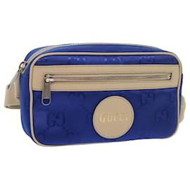 Gucci-GUCCI GG Nylon Bum Bag Body Bag Blue 631341 auth 67621A-Blue