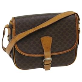 Céline-CELINE Bolso de hombro de lona Macadam PVC marrón Auth ep3765-Castaño