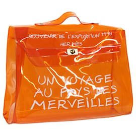 Hermès-HERMES Vinilo Kelly Bolso de mano Vinilo Naranja Auth 68794-Naranja