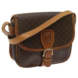 Céline-CELINE Macadam Canvas Shoulder Bag PVC Brown Auth bs12757-Brown