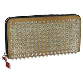 Christian Louboutin-Christian Louboutin Studs Long Wallet Leather Beige Auth am5859-Beige