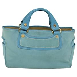 Céline-CELINE Hand Bag Suede Blue Auth ep3742-Blue