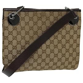 Gucci-GUCCI GG Canvas Shoulder Bag Beige 120841 Auth ti1579-Beige