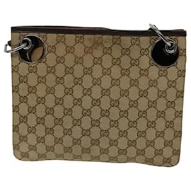 Gucci-GUCCI GG Canvas Shoulder Bag Beige 120841 Auth ti1579-Beige