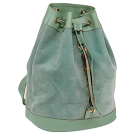 Gucci-GUCCI Bamboo Backpack Suede Leather Light Blue Auth 69048-Light blue