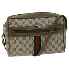 Gucci-GUCCI GG Supreme Web Sherry Line Shoulder Bag Beige Red 98 02 005 auth 69532-Red,Beige