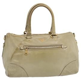 Prada-PRADA Hand Bag Leather Gray Auth bs13155-Grey
