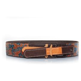 Dries Van Noten-Dries van Noten, jacquard woven belt-Brown,Blue,Orange