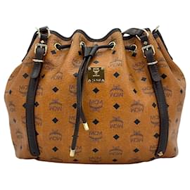 MCM-MCM Drawstring Bucket Bag Cognac Brown Shoulder Bag Handbag-Cognac