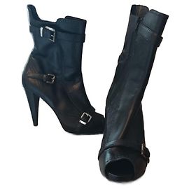 Autre Marque Pianura studio Open toe high heel ankle boots Black