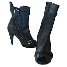 Autre Marque-Pianura studio Open toe high heel ankle boots-Black