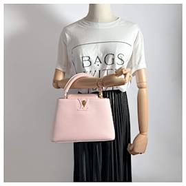 Louis Vuitton-Bolsa de couro Capucines Taurillon sem alça rosa-Rosa