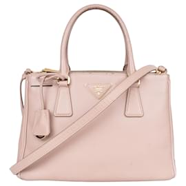 Prada-Prada Rose Saffiano Leather Galleria Handbag-Pink