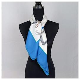 Gucci-Gucci light blue scarf-White,Blue
