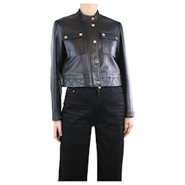 Sandro-Black leather jacket - size UK 12-Black