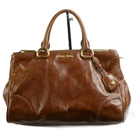 Miu Miu-Brown top handle leather bag-Brown
