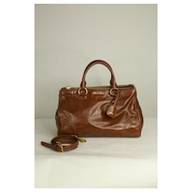 Miu Miu-Brown top handle leather bag-Brown