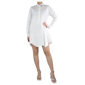 Christian Dior-White pinstriped ruffled dress - size UK 10-White