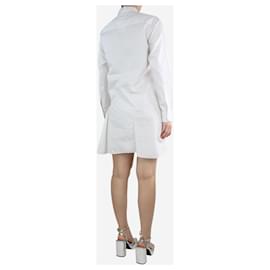 Christian Dior-Vestido blanco de rayas diplomáticas con volantes - talla UK 10-Blanco