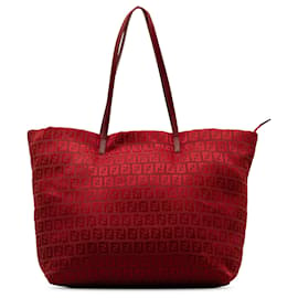 Fendi-Fendi Red Zucchino Roll Tote-Red