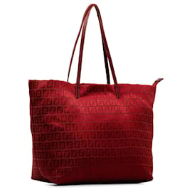 Fendi-Fendi Red Zucchino Roll Tote-Red