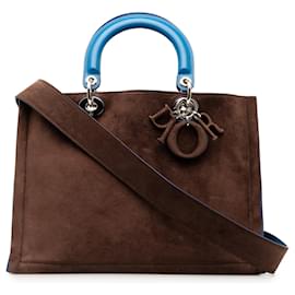 Dior-Bolso satchel Diorissimo de ante mediano marrón Dior-Castaño,Azul