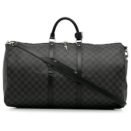 Louis Vuitton-Louis Vuitton Grey Damier Graphite Keepall Bandouliere 55-Grau