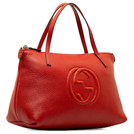 Gucci-Gucci Red Leather Soho Handbag-Red